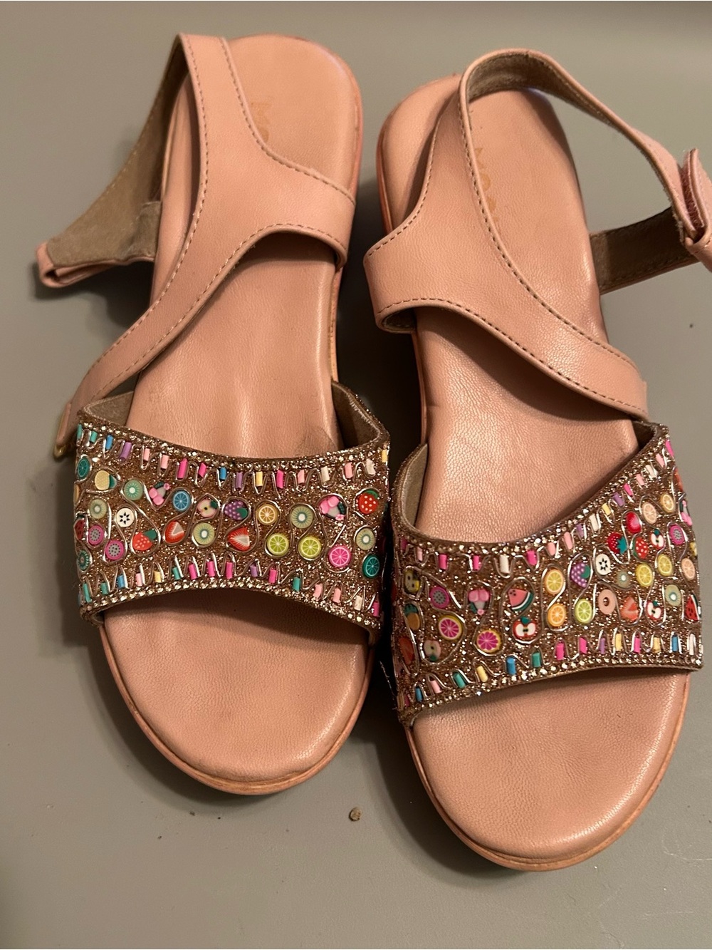 Embellished Pink Beaded Women’s Slide Sandals